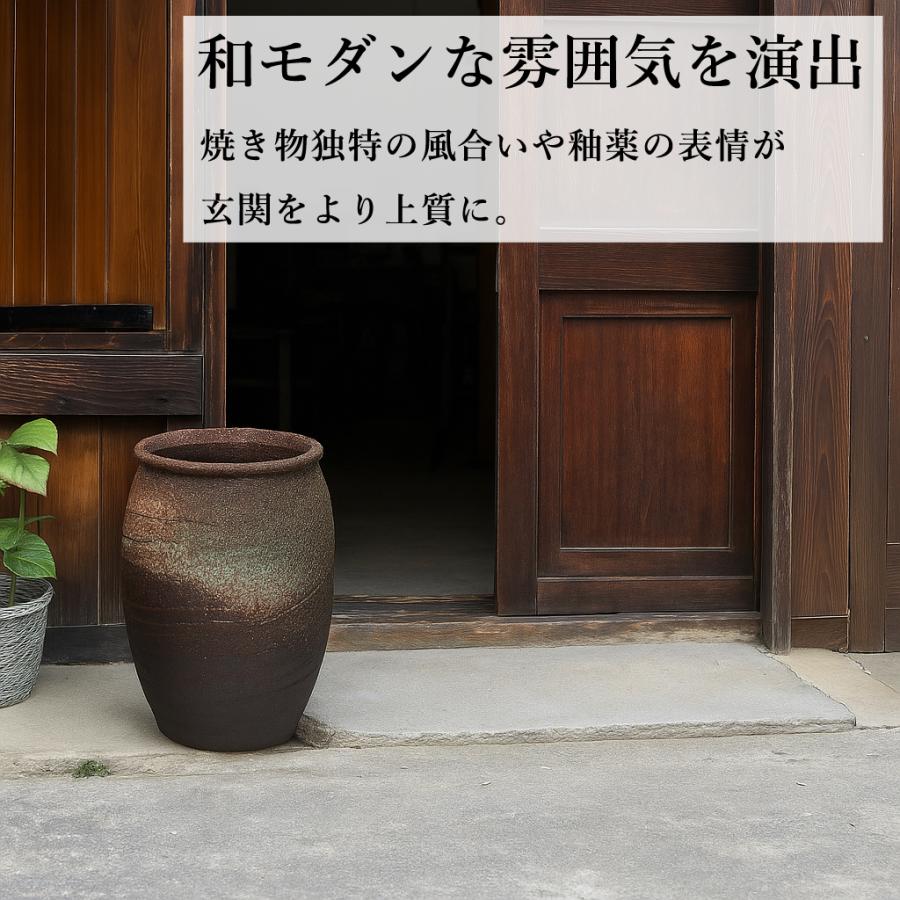 最短翌日配送】 傘立て 陶器 信楽焼 灰釉傘立 屋外 傘たて 傘入れ 傘