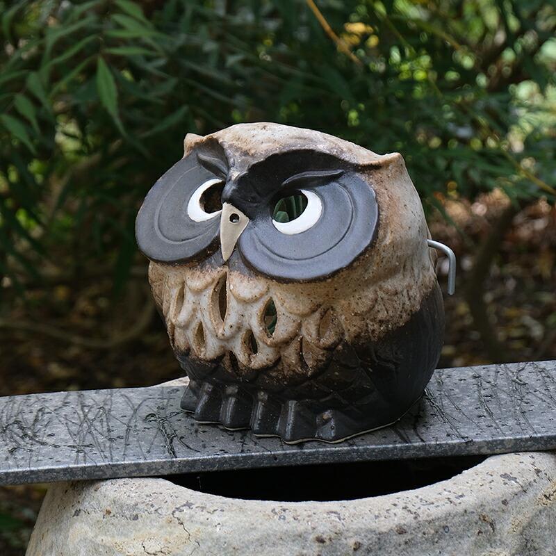 ふくろう蚊やり器 (器具付）信楽焼 陶器 蚊やり器 蚊取り線香立て 蚊