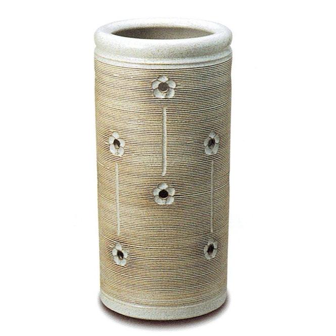 傘立て 陶器 信楽焼 花小紋透し彫(かすみ釉)傘立 外置き 屋外 傘たて