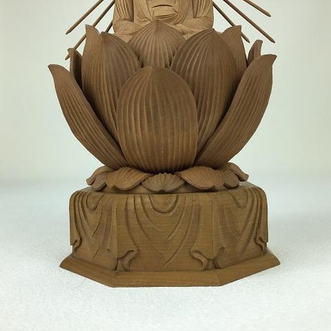 仏像 紅檀 バヌアツ白檀 特奉蓮 八角台座 釈迦如来 矢後光 2.5寸 座