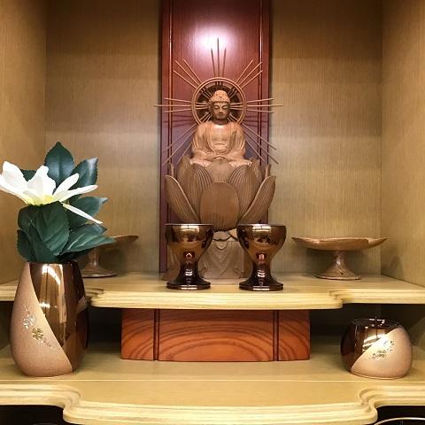 仏像 紅檀 バヌアツ白檀 特奉蓮 八角台座 釈迦如来 矢後光 2.5寸 座