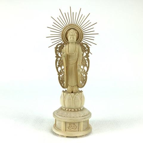 仏像 桧 蓮華台 西立弥陀 3寸 檜 桧木 浄土真宗本願寺派 西本願寺 西 