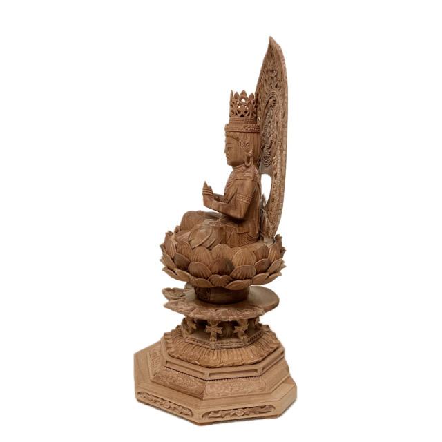 仏像 老山白檀 八角台座 大日如来 二重火炎光背 2寸 インド白檀