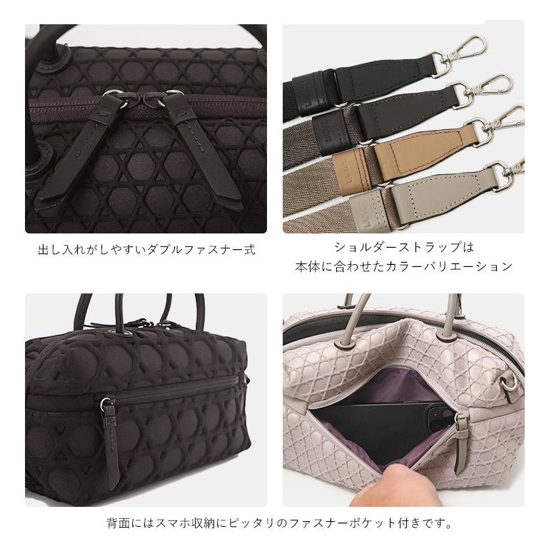 ラクーオ ミニボストン LAQUOH 籠目 ラージパターン エンボス