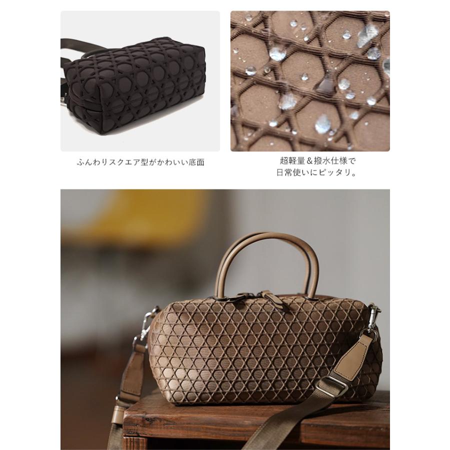 ラクーオ ミニボストン LAQUOH 籠目 ラージパターン エンボス