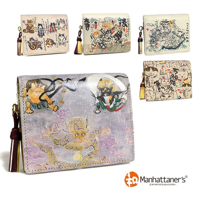Manhattaner's 和 マンハッタナーズ 二つ折り財布 吉日パース 猫 Manhattaner's 和 マンハッタナーズ 二つ折り財布 吉日パース 猫