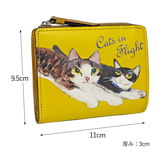 Manhattaner's マンハッタナーズ 財布 二つ折り財布 S 猫 本革 Manhattaner's マンハッタナーズ 財布 二つ折り財布 S 猫 本革