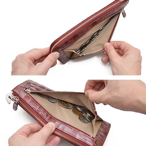 アルカン ★ 日本製 本革 財布 型押し メッシュ 牛革 L字ファスナー アルカン ARUKAN メテオール METEOR 長財布 L字ファスナー 財布