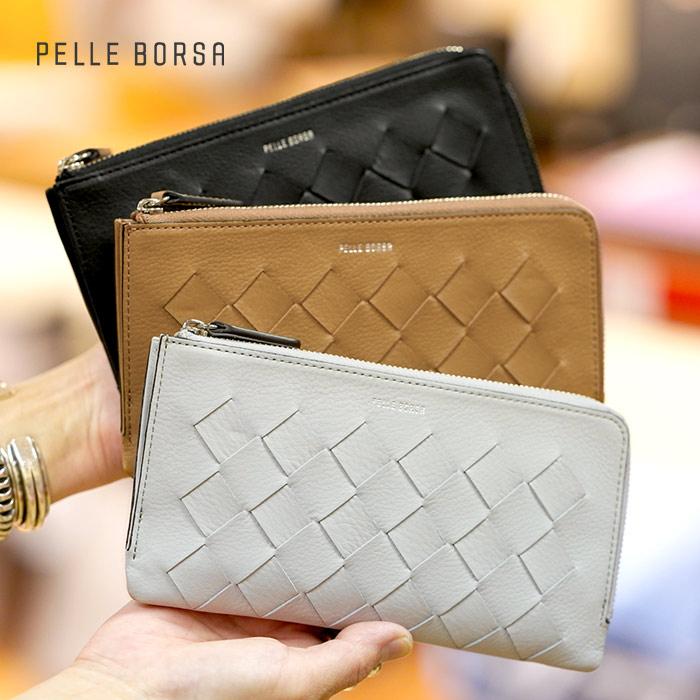 PELLE BORSA（ペレボルサ） 財布 L字ファスナー長財布 メッシュ 5843