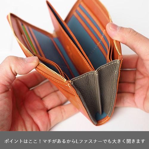 個性派 レザー長財布 ピエロ スカル オレンジ 本革 ALBERO（アルベロ） 財布 ピエロ L字ファスナー 長財布 レディース