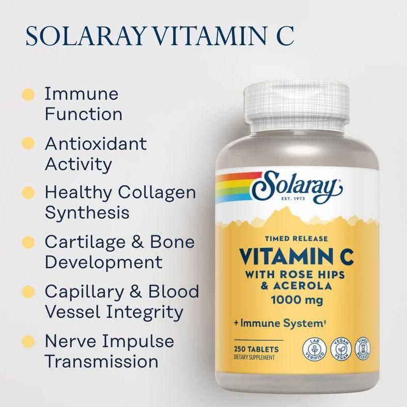 お得】 Solaray 二段式時限解放のビタミンC 1000 mg。250錠剤 ビタミンC