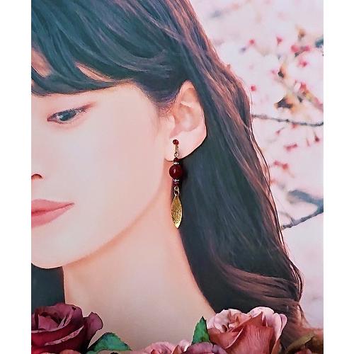 イヤリング カーネリアン 天然石 揺れる レッド 赤 レディース