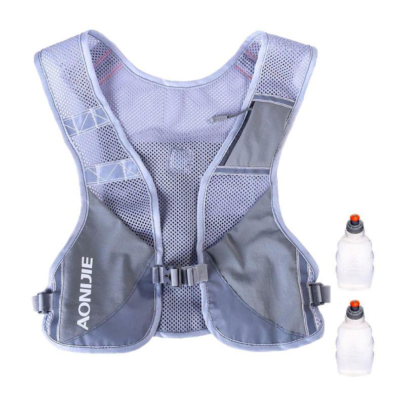 ランニングベスト サイクリング リュック トレラン ザック メンズ ジョギング バックパック 揺れない 調節可能 (グレー+ウォーターボトル
