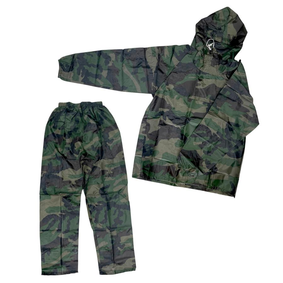 迷彩ヤッケ 上下セット(ズボンストレートタイプ) グリーン Mサイズ
