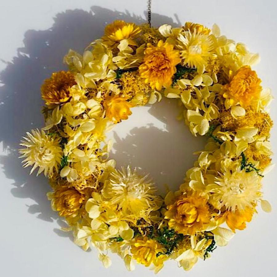プリザーブドフラワー 65 Off ドライフラワーリース イエロー 枯れないお花