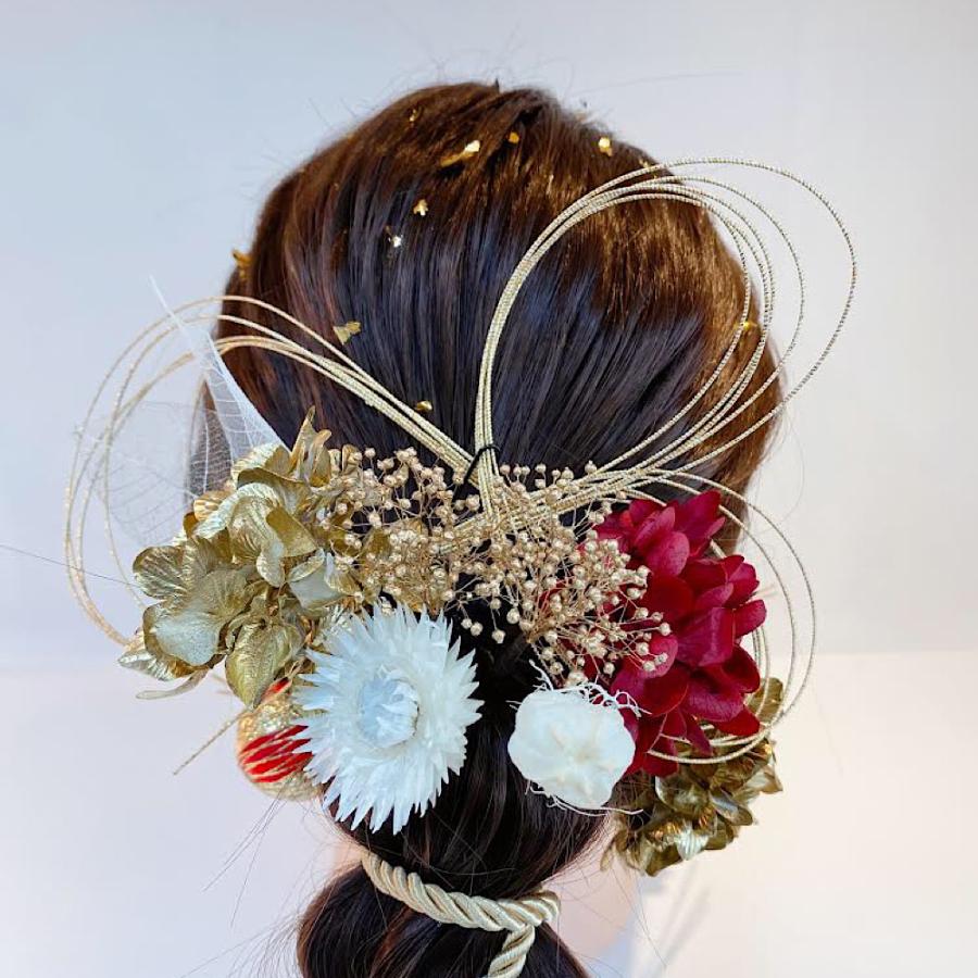 水引き髪飾り レッド×ゴールド 水引 水引き ゴールド水引き 卒業式 成人式 和装 成人式髪飾り hp008iroiro parts 通販 Yahoo!ショッピング