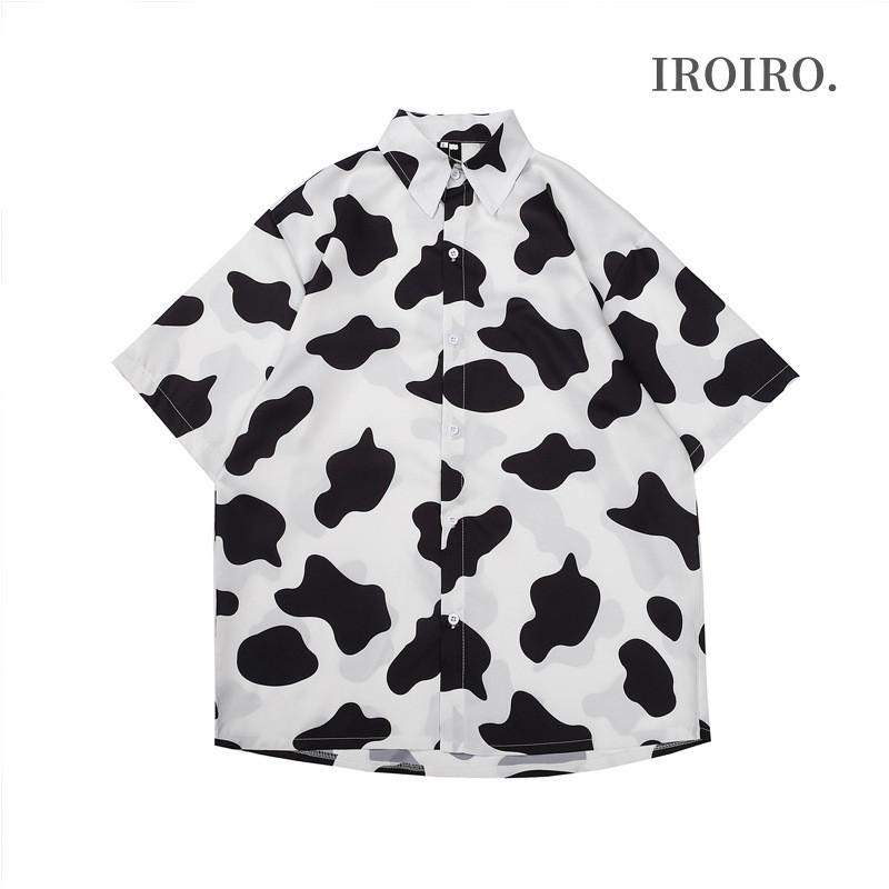 開襟シャツ シャツ メンズ 半袖 牛柄 夏 カジュアルシャツ ワイシャツ トップス おしゃれ 夏服 Apaetlflsh トップス Monasterypodcast Com