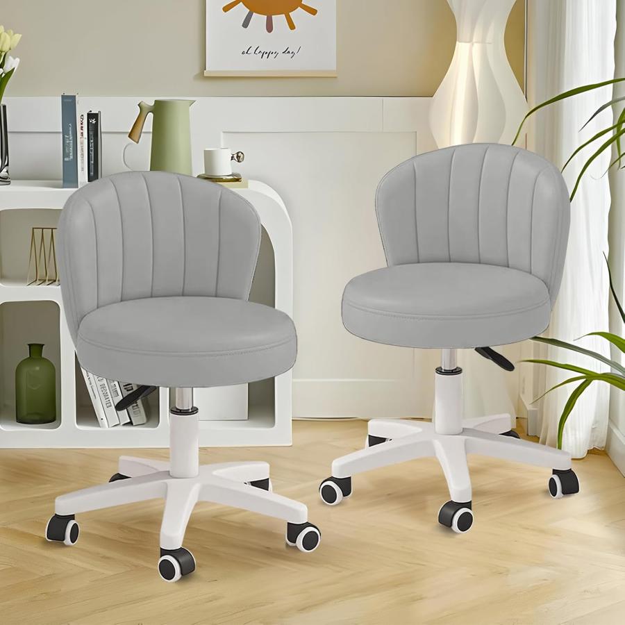 オフィスチェア 背もたれ スツール PUレザー 1脚/2脚セット 高さ調節