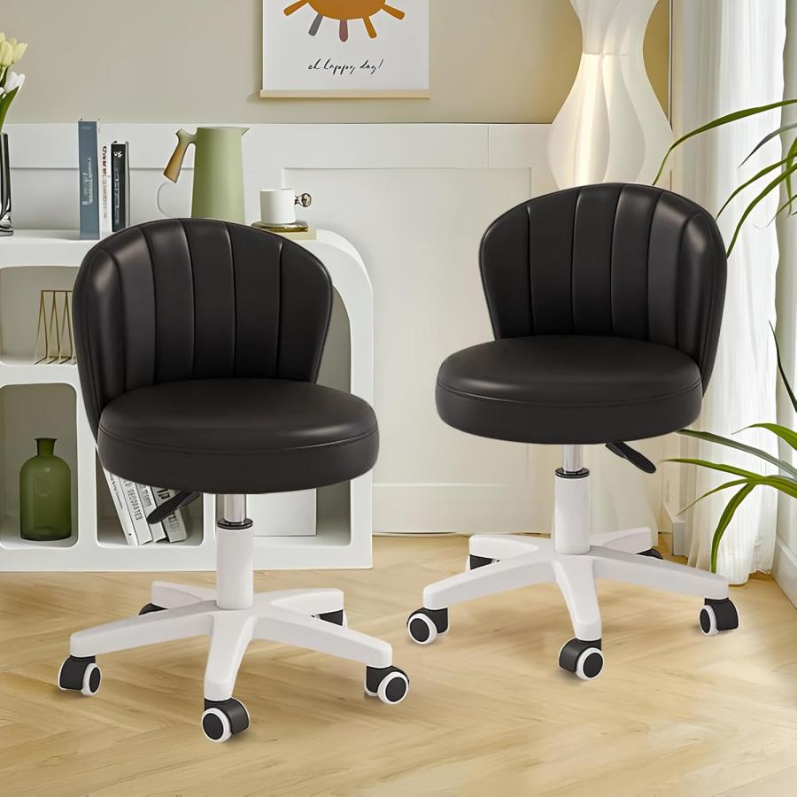オフィスチェア 背もたれ スツール PUレザー 1脚/2脚セット 高さ調節