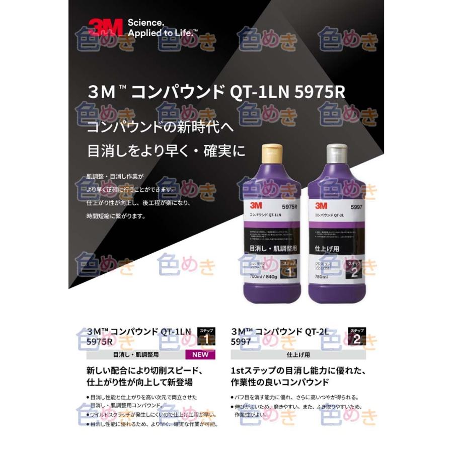 3M 5975R＆5997 スリーエム コンパウンドQTセット QT-1LN/5975R/700ml 5975後継 QT-2L/5997/750ml  目消し 肌調整 仕上げ  バイク 自動車  液体 研磨剤の画像