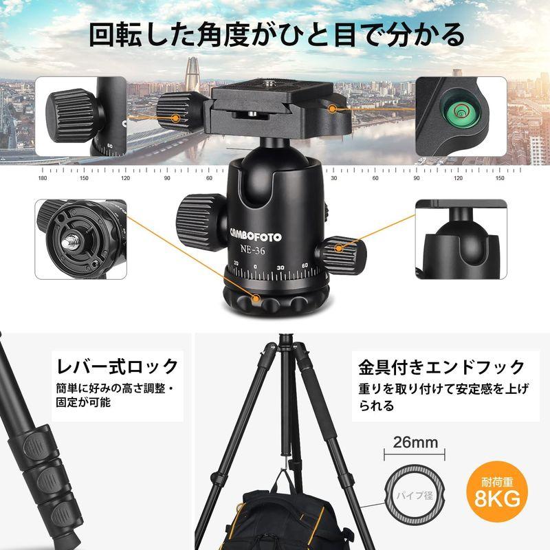 Eienn カメラ三脚 一脚可変式 全高1680mm 脚径26mm 4段 自由雲台 水準器付き アルミ製 クイックシュー式 コンパクト キャ 