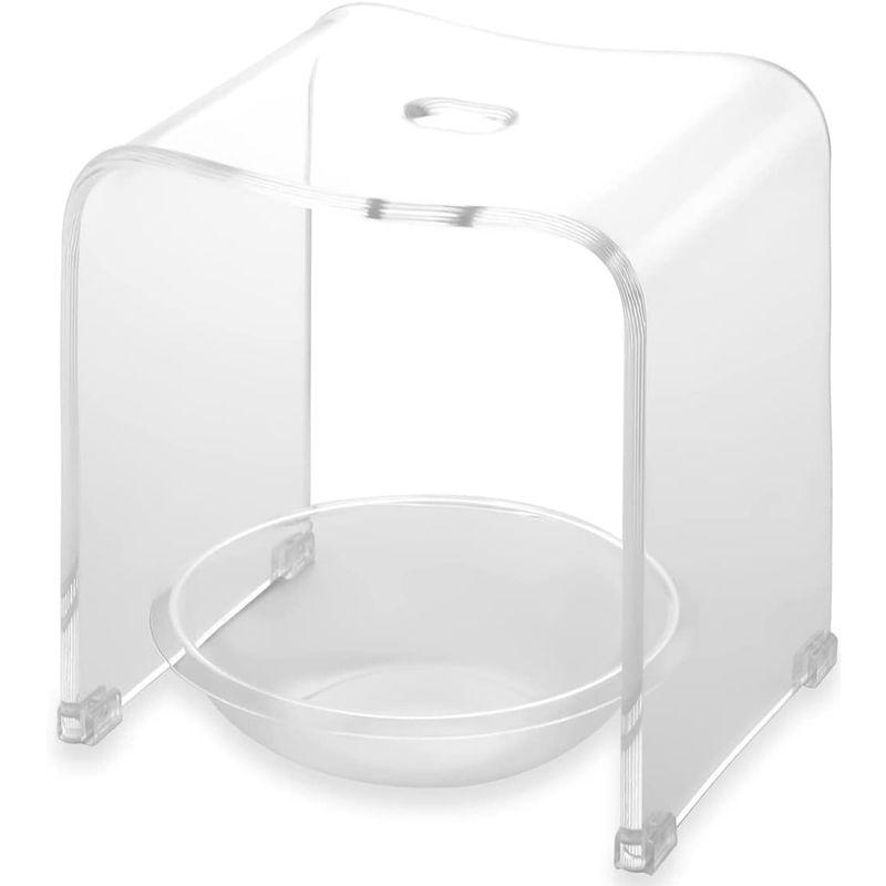 Kuai アクリル バスチェア ボウル セット 風呂椅子 洗面器 高さ35cm L