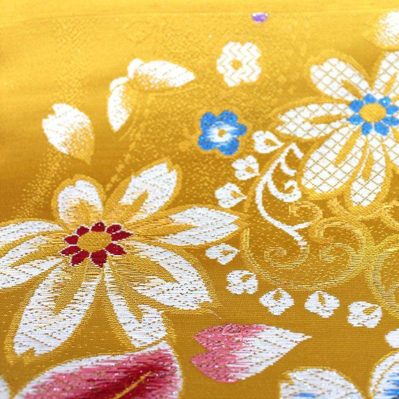 超安い】 きもの京香 袋帯 振袖用 帯地 未仕立て 日本製 新品 西陣織 山吹色 黄色 花 蝶 成人式 単品 着物、浴衣 