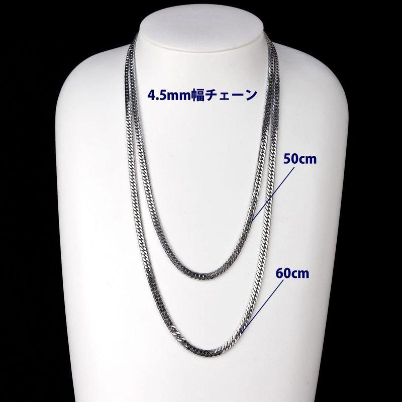 チタン ネックレス ダブル喜平 6面カット 60cm 4.5mm (プラチナ イオン プレーティング加工) 金属アレルギー対応 60cm 5mm ネックレス ダブル喜平 6面カット プラチナ イオン プレーティング加工 金属アレルギー対応
