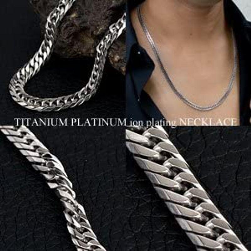 チタン ネックレス ダブル喜平 6面カット 60cm 4.5mm (プラチナ イオン プレーティング加工) 金属アレルギー対応 60cm 5mm ネックレス ダブル喜平 6面カット プラチナ イオン プレーティング加工 金属アレルギー対応