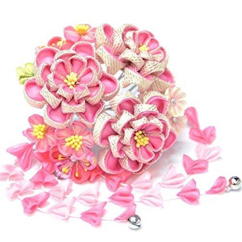 お気にいる 振袖用 ピンク 金襴 つまみ細工 万寿菊尽くし 髪飾り 簪 かんざし 髪飾り