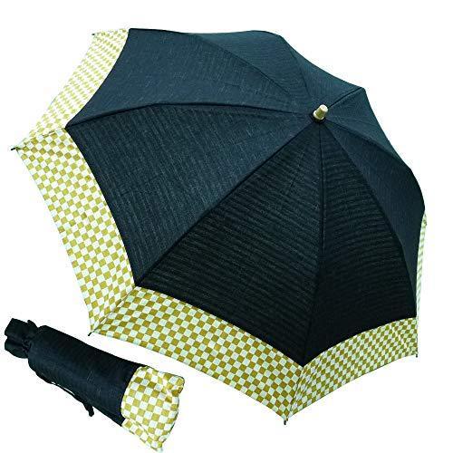 人気ブランドを マサキ 晴雨兼用傘 折りたたみ傘 無地x市松格子 切継ぎ Uv防止加工付き 綿100 日本製 ブラック 直営店限定 Www Skylanceronline Com