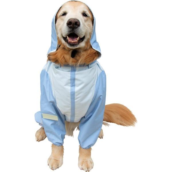 大型犬用レインコート 超はっ水・安全コート アイスブルー×水色 : 大型