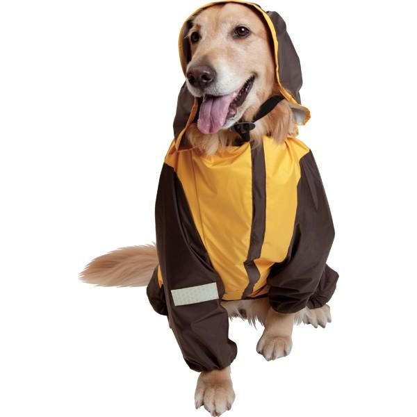 大型犬用レインコート）超はっ水・安全コート マンゴー×こげ茶 : 大型