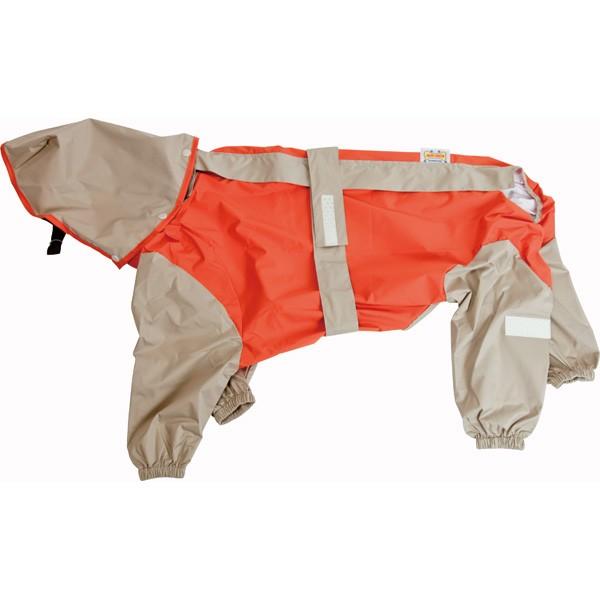 大型犬用レインコート）超はっ水・安全コート オレンジ×ベージュ