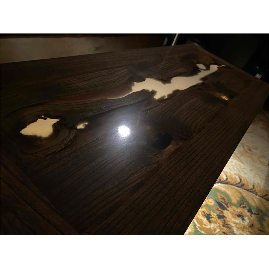 無垢材【桐】ローテーブル（サイドテーブル）LED照明 付