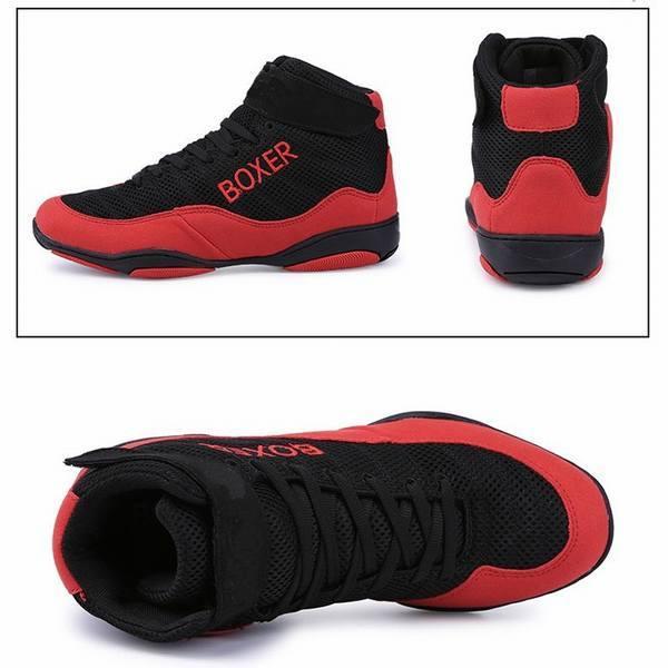 国内発送 ボクシングシューズ リングシューズ ハイカット レスリングシューズ トレーニング 軽量 靴底が薄い 格闘技 スニーカー ジム Wantannas Go Id