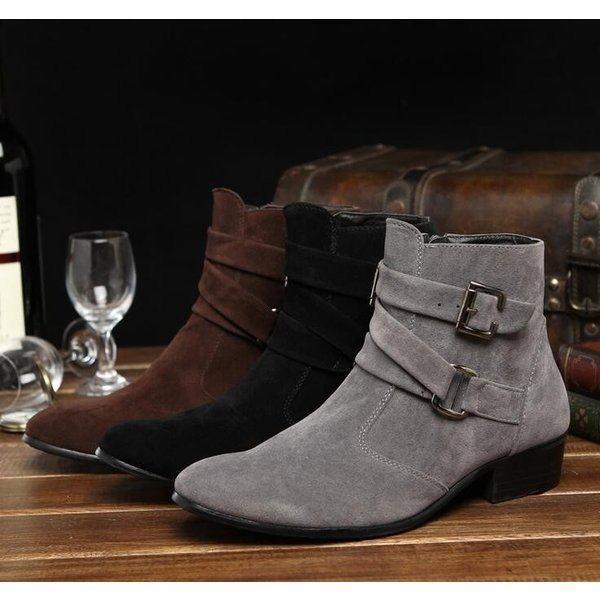 ショートブーツ メンズ シークレット 6cm身長up 個性 スエード 靴 サイドジップ ブーツ シューズ イギリス風