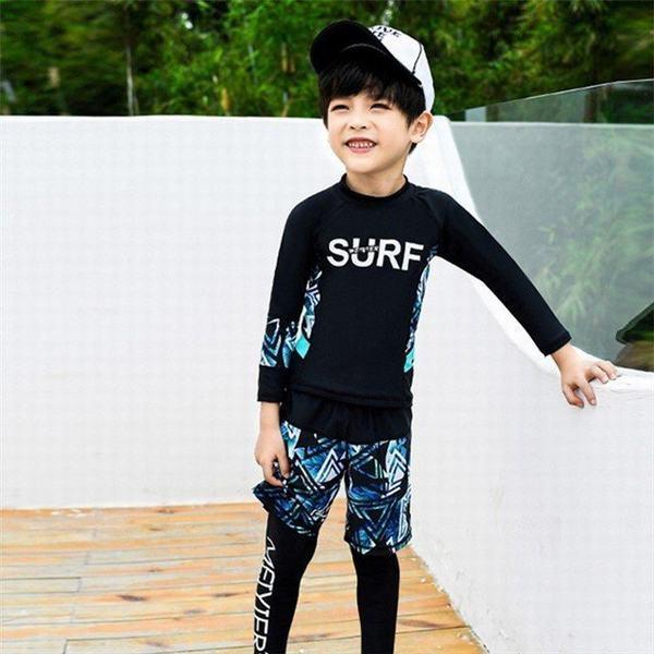 キッズ 子供 ラッシュガード水着 長袖 女の子3点セット/男の子3点セット キッズ ボタニカルデザイン UVカット 紫外線対策 日焼け防止 速乾擦り傷防止保温性|iroshirubestore|10