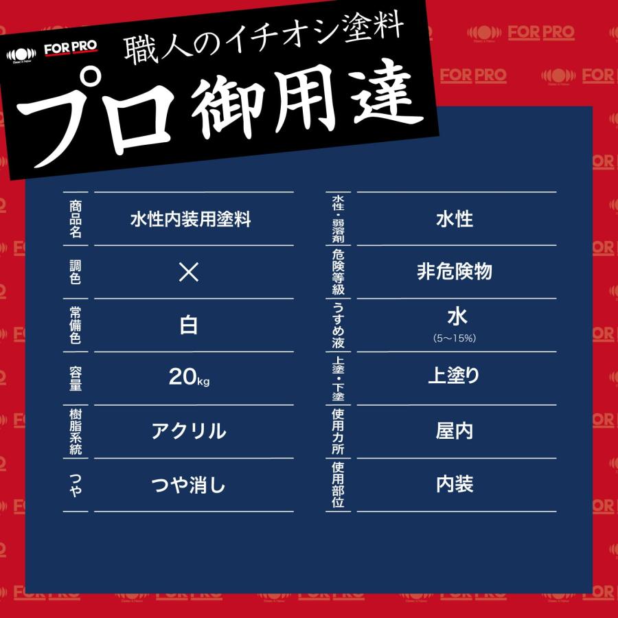 ペンキ 水性 塗料 ニッペ 業務用 屋内壁 建築 超低臭 水性塗料 | FOR PRO 水性内装用塗料 20kg 白｜irotoiro｜04