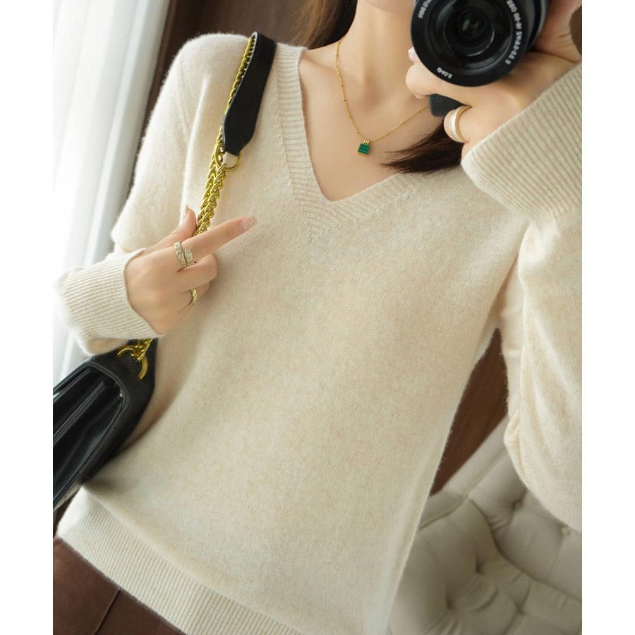 ニット セーター レディース 秋 冬 長袖 薄手 Vネック チュニック