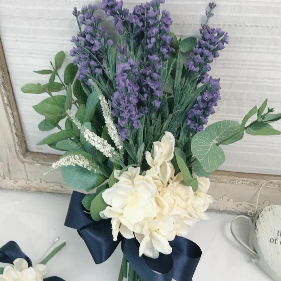 ウエディングブーケ ブートニア セット ナチュラル ラベンダー クラッチブーケ ネイビーリボン ブライダルブーケ 花束 アーティフィシャルフラワー Ad0014 花職人の店 いるでぱいん 通販 Yahoo ショッピング