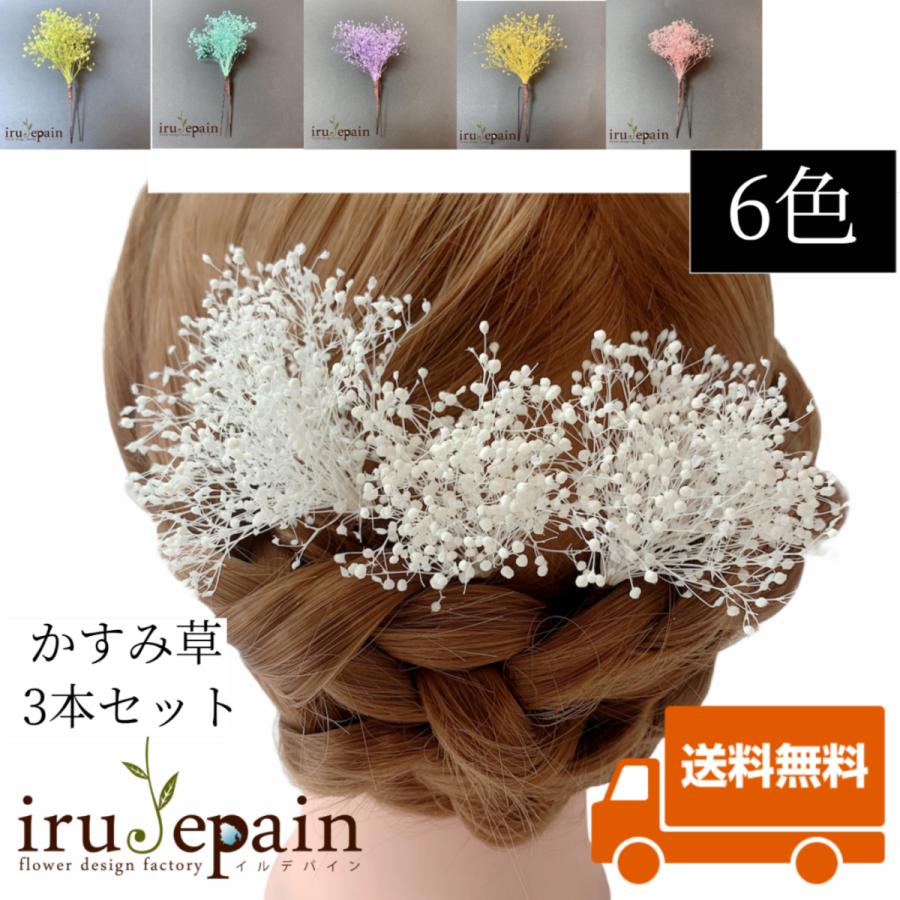 返品送料無料 いるでぱいん 髪飾り かすみ草 3本セット プリザーブドフラワー 花 結婚式 成人式 卒業式 和装 着物 ドレス ウェディング 前撮り 浴衣 袴 子供 ヘッドドレス Whitesforracialequity Org