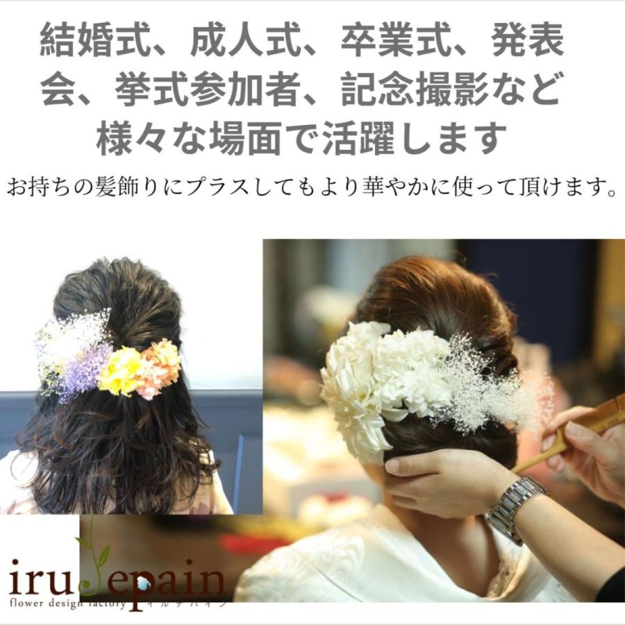 激安 いるでぱいん 髪飾り かすみ草 あじさい 2本 プリザーブドフラワー 花 結婚式 成人式 卒業式 着物 和装 ドレス ウェディング 前撮り 浴衣 袴 子供 Aynaelda Com