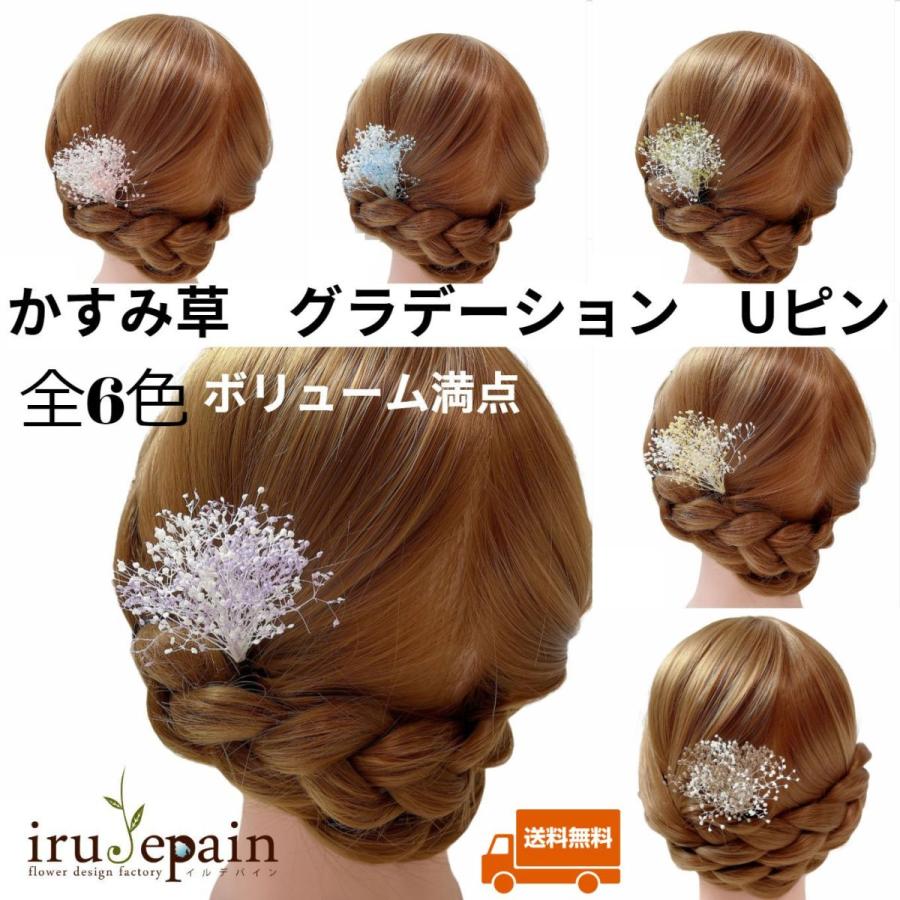 いるでぱいん 髪飾り かすみ草 1本 グラデーションカラー Mix プリザーブドフラワー 花 結婚式 袴 ウェディング ドレス 和装 前撮り 子供 浴衣 卒業式 成人式 87 以上節約