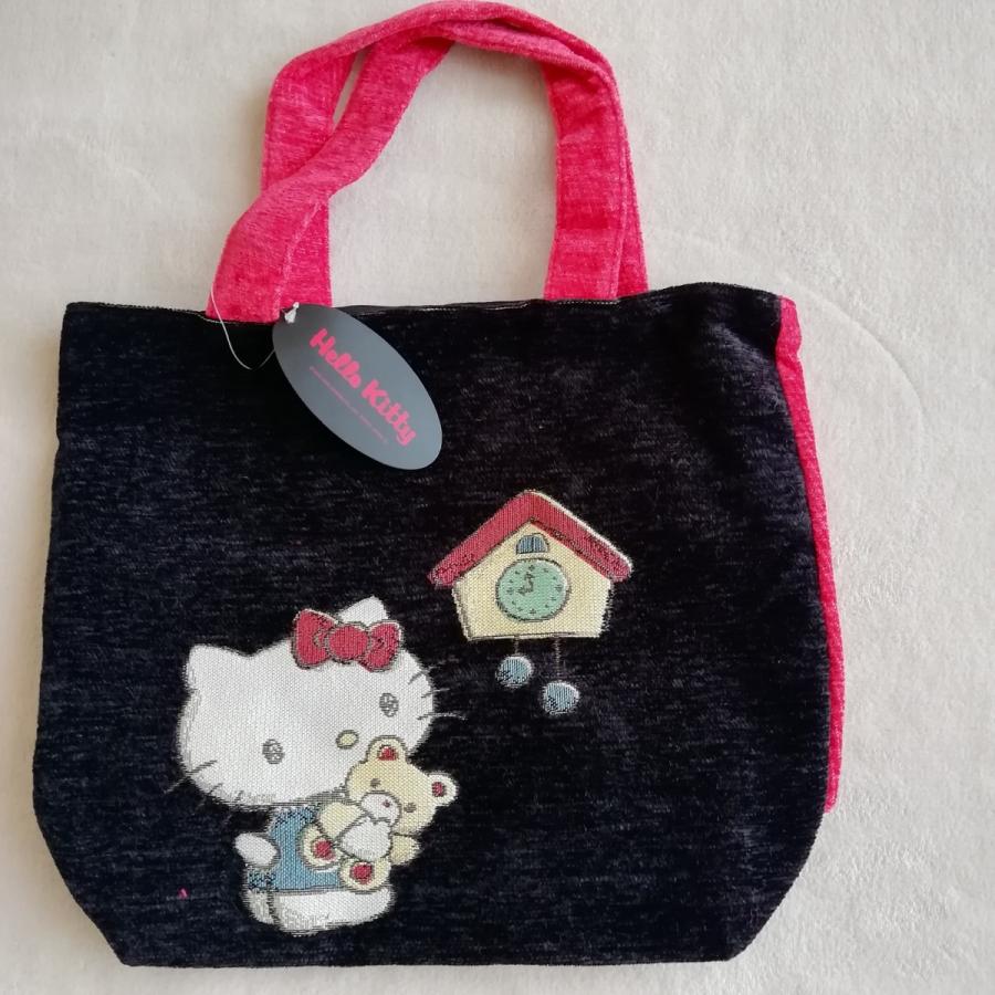 丸眞 ハローキティ ランチトートバッグ ゴブラン織 ブラックキティ