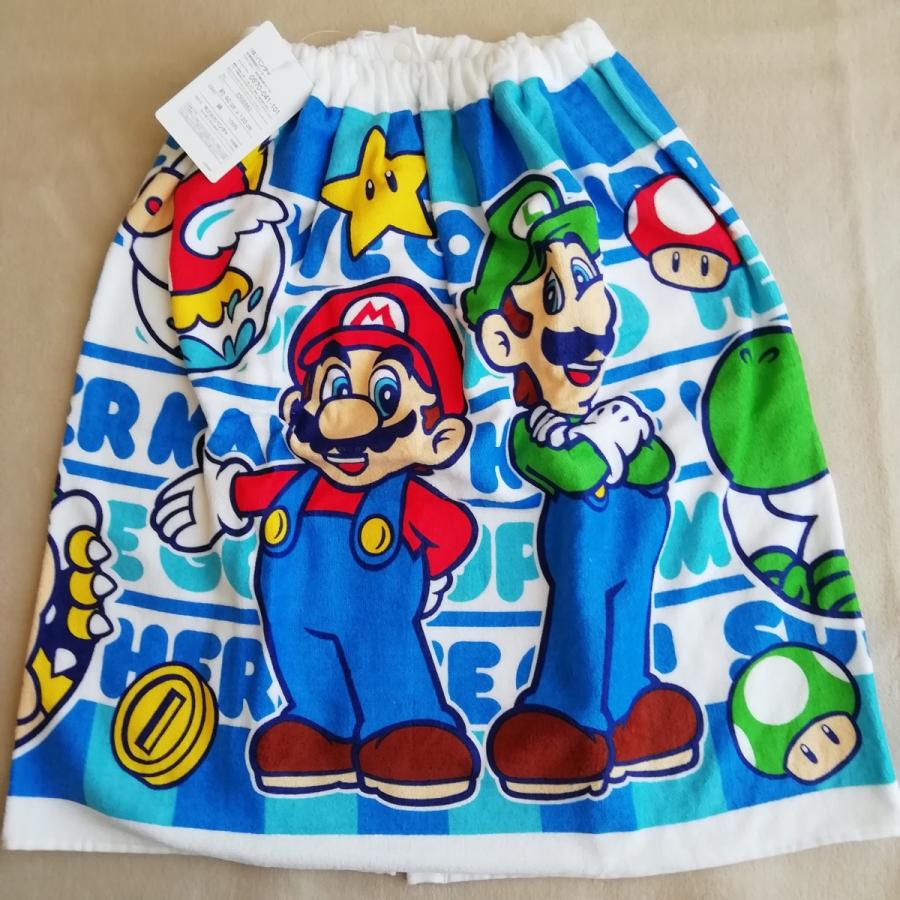 正規店 スーパーマリオ 綿100 巻きバスタオル ラップ巻きバスタオル 60cm丈 プール