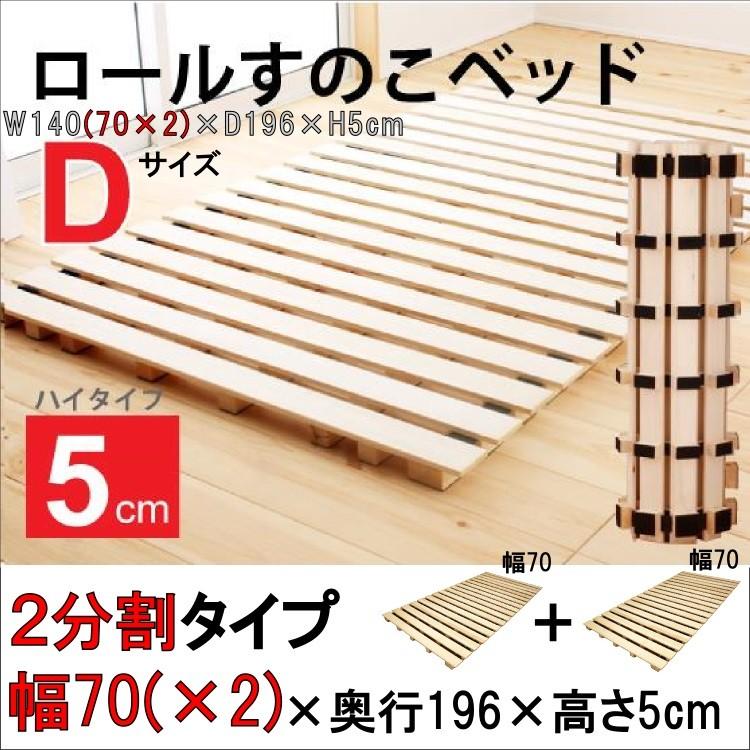 ロールすのこベッド ハイタイプ　ダブルサイズ(２分割タイプ：幅70cm×2)｜is-chako