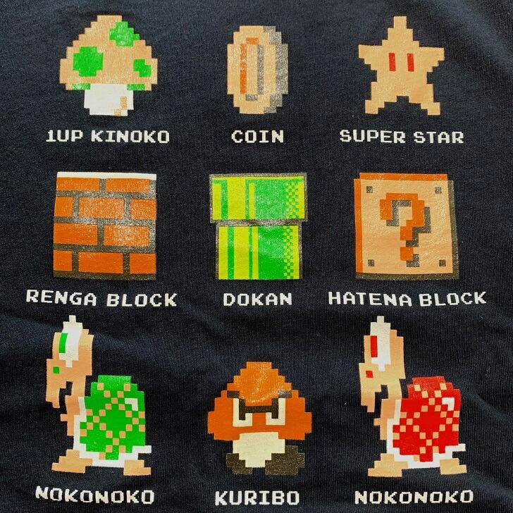 【SUPER MARIO BROS】 スーパーマリオ ブラザーズ Tシャツ コットン 綿 100% ユニセックス ドット 集合 Tシャツ ホワイト ネイビー 半袖｜is-closet｜09