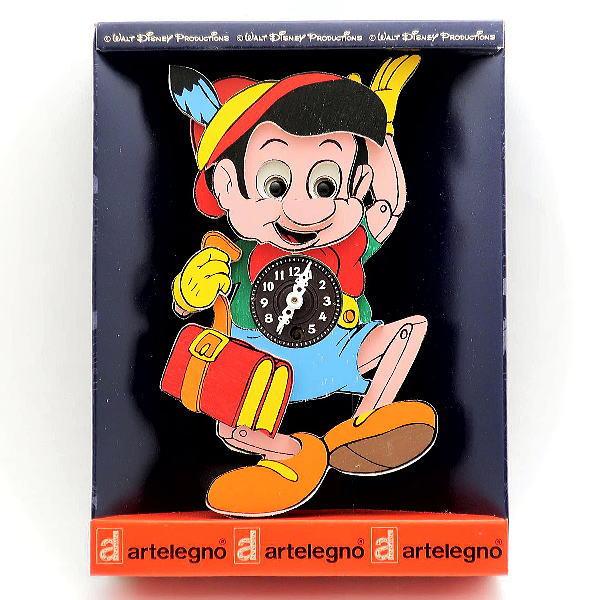 ディズニー ピノキオ 木製掛け時計 Artelegno社 イタリア製 1970年代 手巻き時計 未使用品 :PI00316:イズクラブ