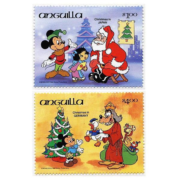 ディズニー　ミッキー　ドナルド　切手/小型シート1枚＆切手8枚＆切手8枚1シート（各国でのクリスマス）　発行国Anguilla　1985年発行｜is-club｜06